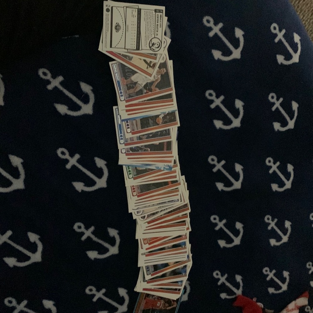 Stack of basketball cards